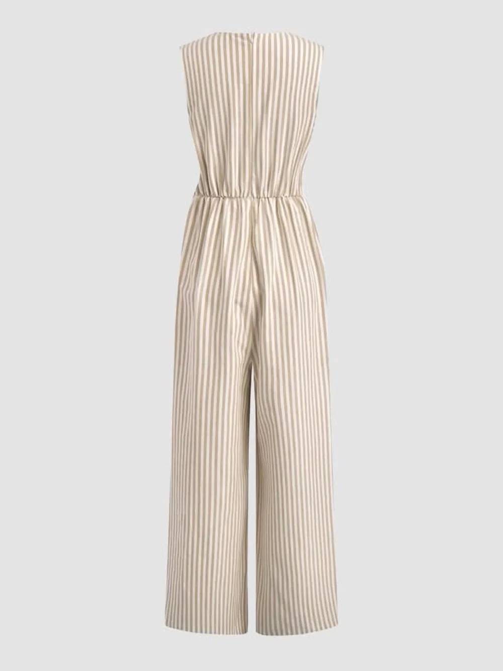 Cider COTTON-BLEND V-NECK STRIPED KNOTTED WIDE LEG JUMPSUIT large nwt